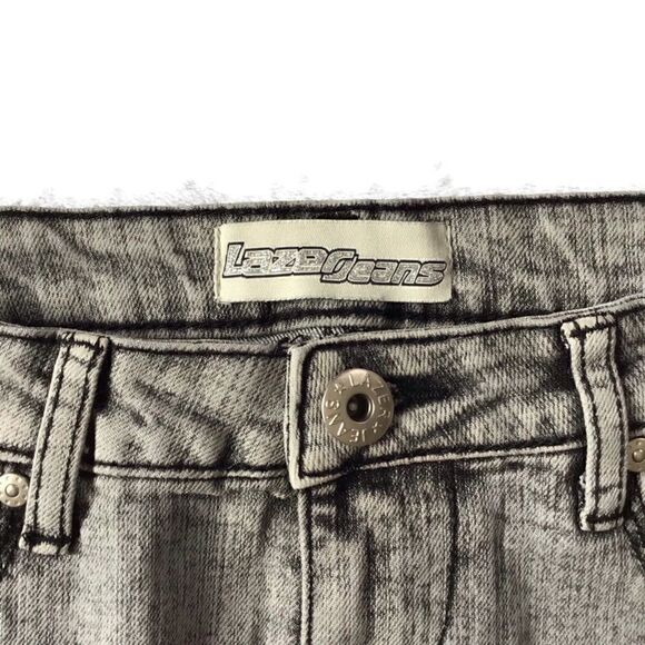 Lazer Jeans Acid Wash Raw Hem Skirt - Picture 4 of 6